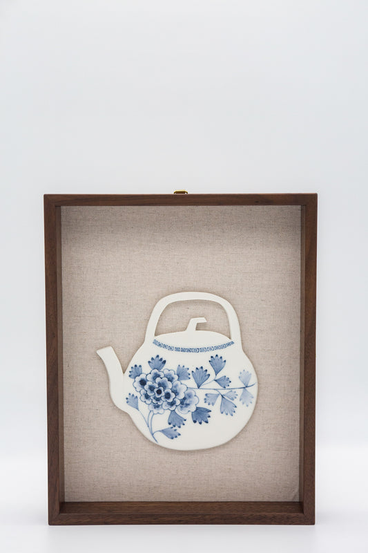 Peony Kettle Frame (Blue painting art)